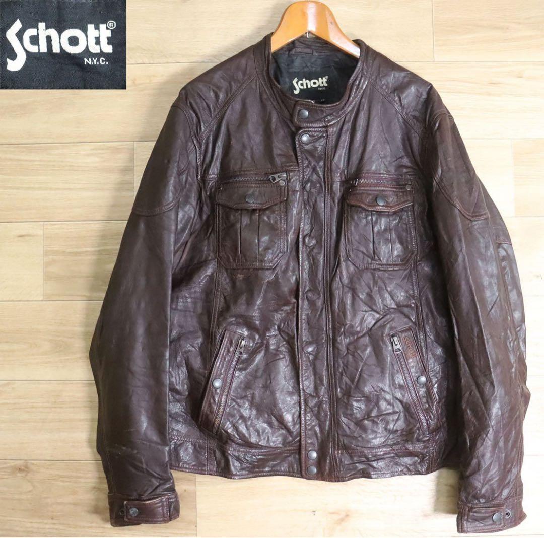 Schott シングルライダース 本革　レザージャケット　刺繍　イーグル