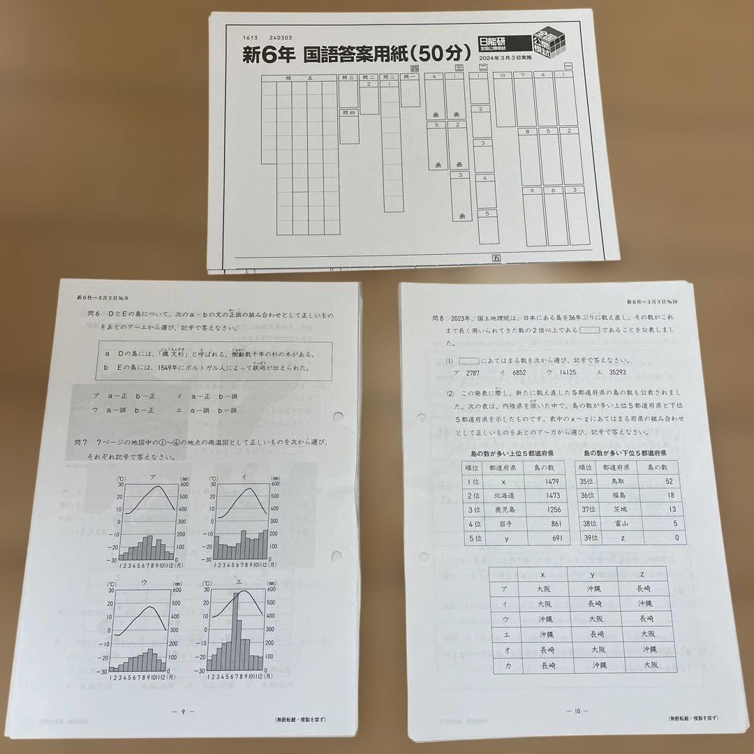 日能研　6年生　一年分　2024年　書込なし