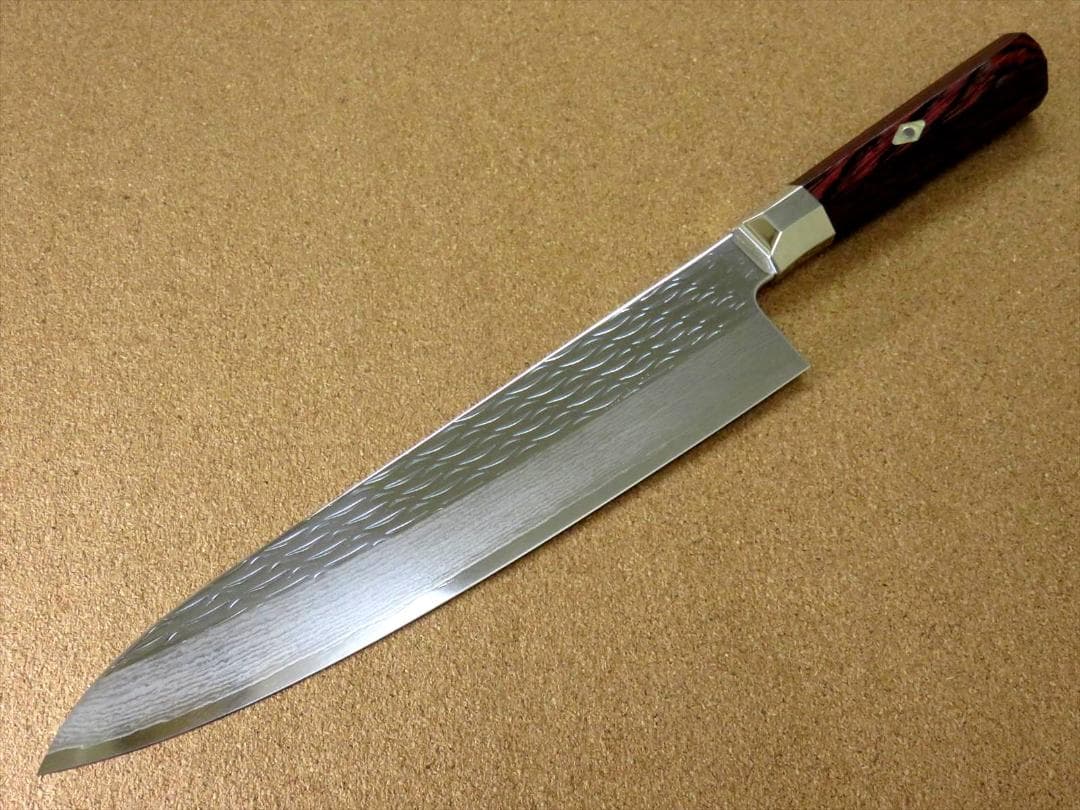 関の刃物 牛刀 240mm 三昧 波目 ダマスカス33層 VG-10 両刃 包丁