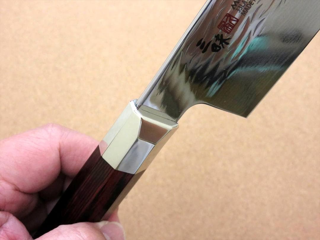 関の刃物 牛刀 240mm 三昧 波目 ダマスカス33層 VG-10 両刃 包丁