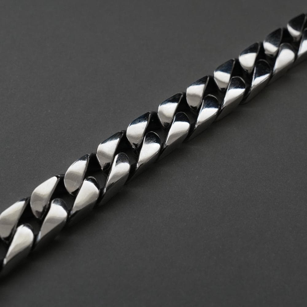 鑑定書付 重厚 シルバー 10mm 喜平チェーンブレスレット シルバー925