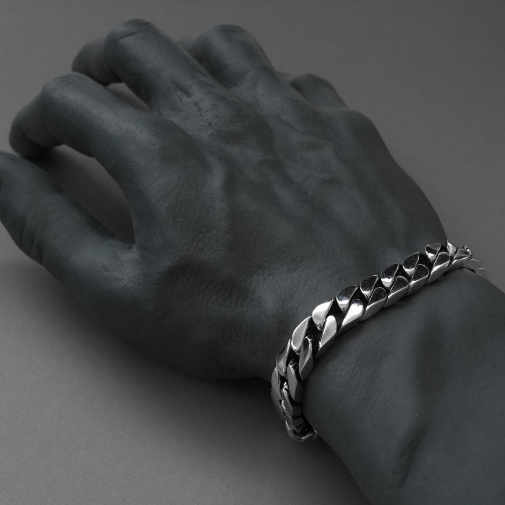 鑑定書付 重厚 シルバー 10mm 喜平チェーンブレスレット シルバー925