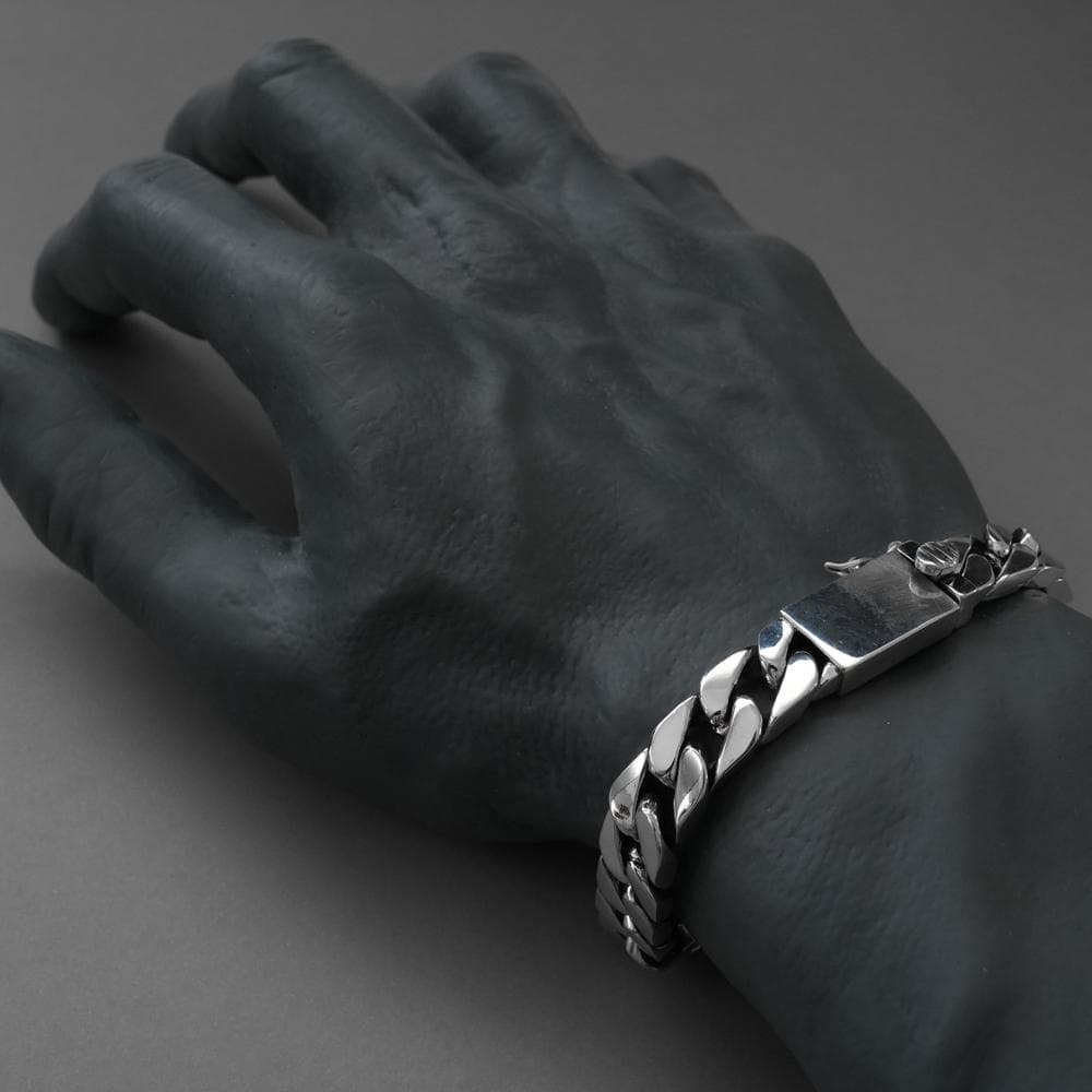 鑑定書付 重厚 シルバー 10mm 喜平チェーンブレスレット シルバー925