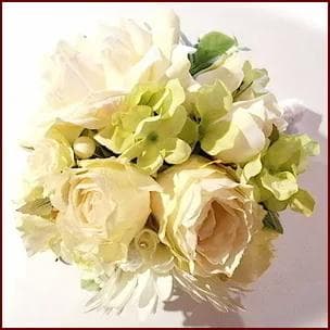 高級造花 アーティフィシャルフラワーブーケ　ベージュ＆グリーン