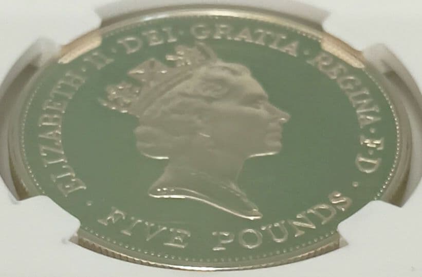 1990 クイーン・マザー 生誕90周年 5ポンド 銀貨 NGC PF69UC