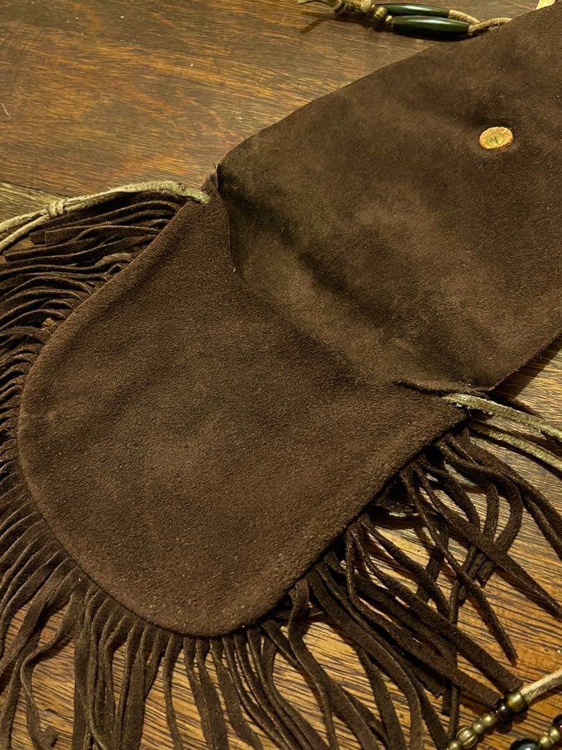 9日23時まで値下げ　一点物　スウェード　フリンジ　メディスンバッグ