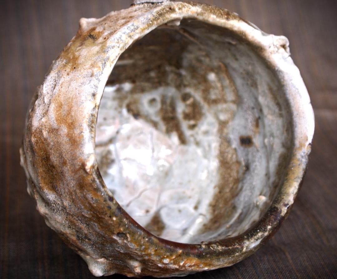 希少作★加藤委★川小牧引っ掻き茶碗★共箱