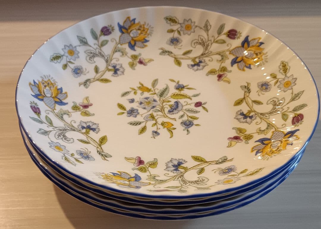 ミントンハドンホールブルー花柄ボウル4枚セット