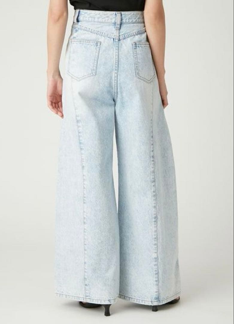 フレイアイディー アシメダブルウエストワイドデニムパンツ