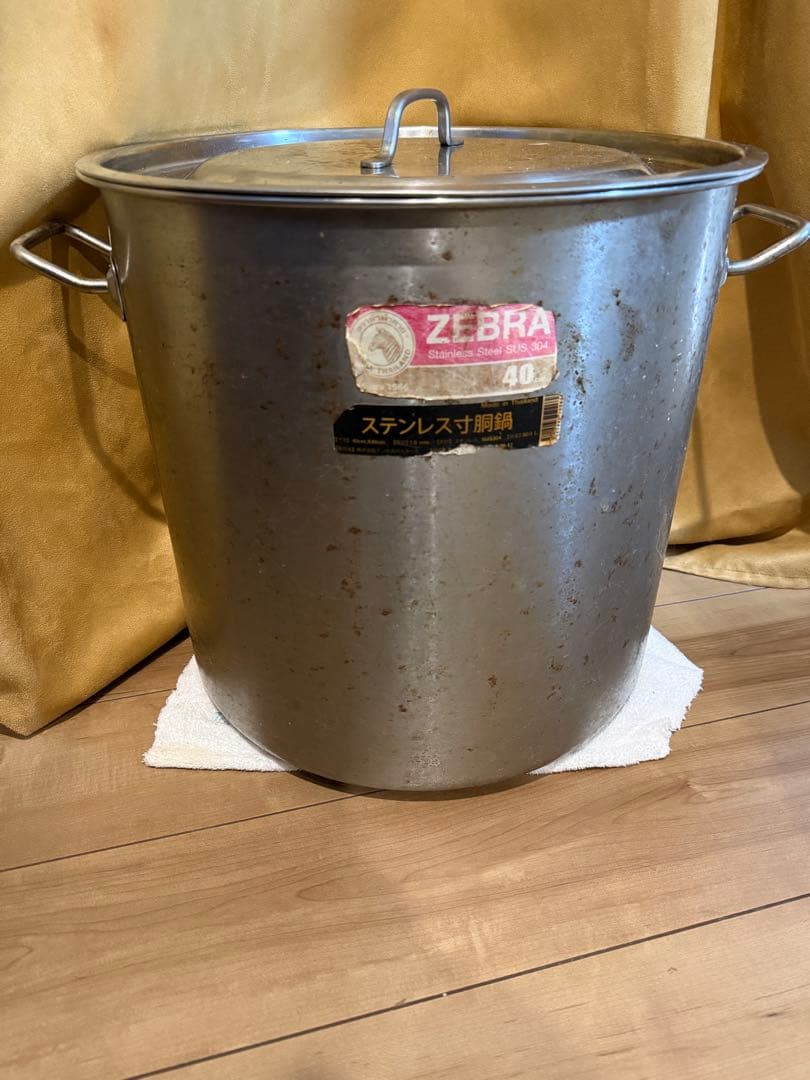 業務用ZEBRA　ステンレス寸胴　40㎝　50.0L　蓋付き　両手鍋