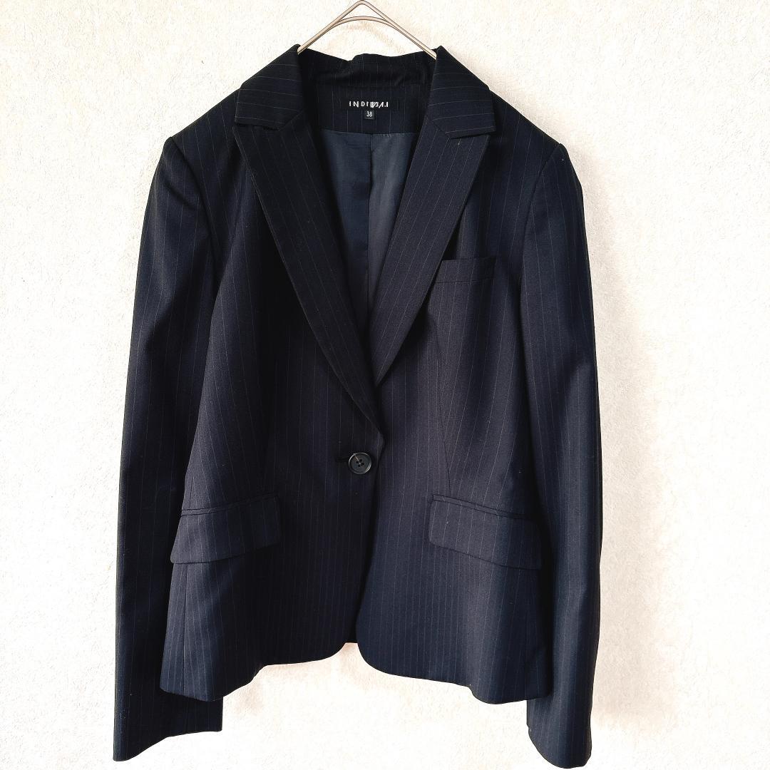 美品⭐️INDIVI V.A.I ストライプ パンツセットアップ シルク混38