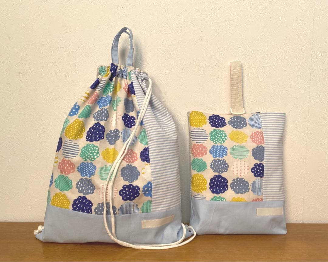 リクエスト品　ハンドメイド　入園入学準備　くも　ブルー　5点セット