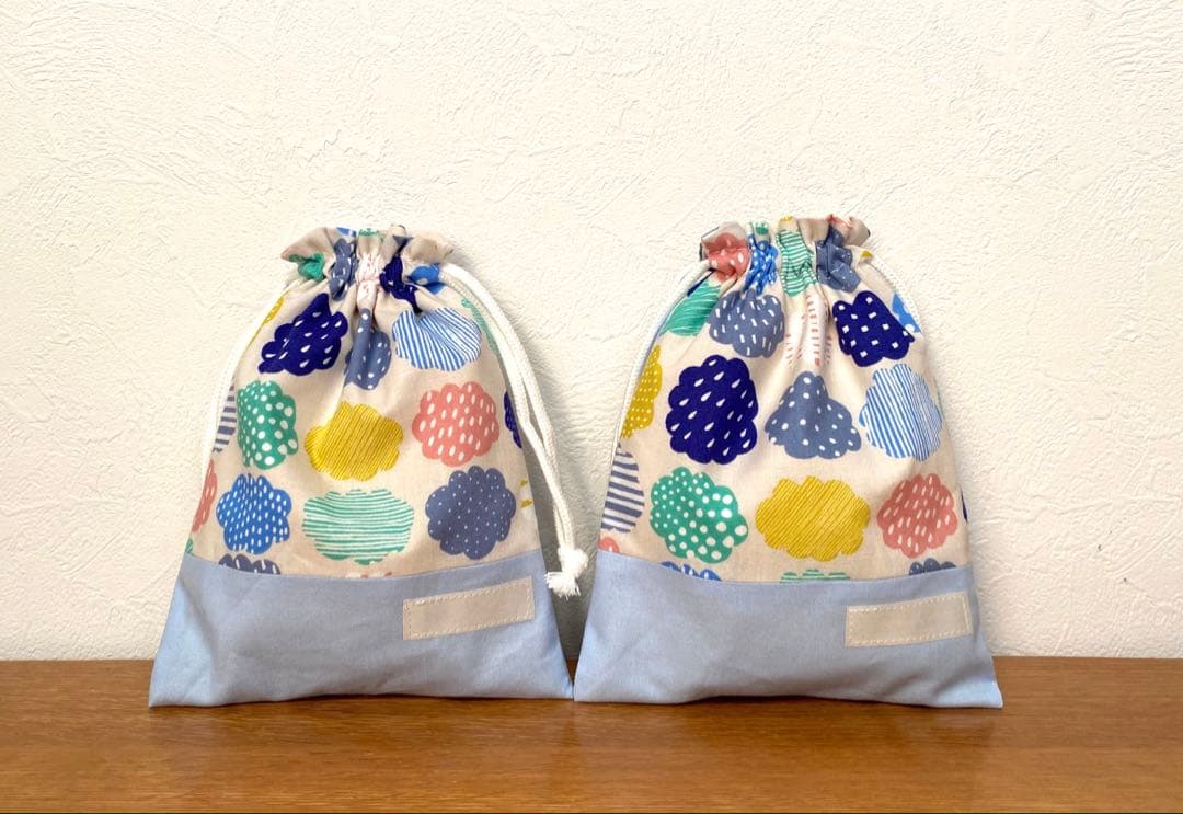 リクエスト品　ハンドメイド　入園入学準備　くも　ブルー　5点セット