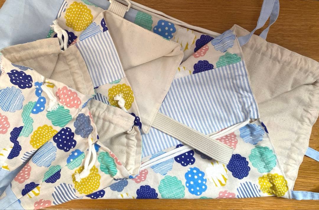 リクエスト品　ハンドメイド　入園入学準備　くも　ブルー　5点セット