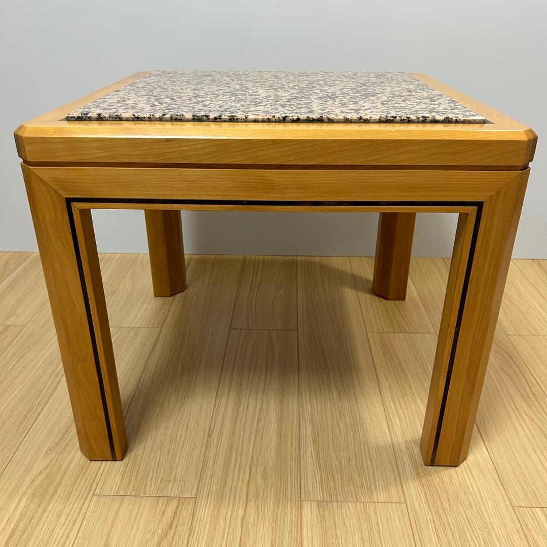 高級　御影石　ローテーブル サイドテーブル　スクエア　正方形　木製　北欧