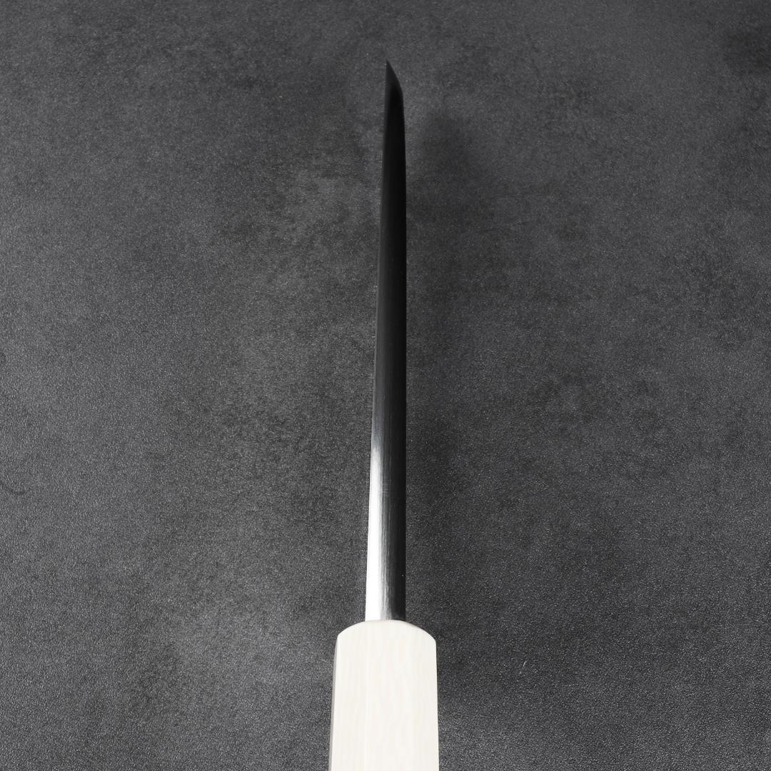 6924 出刃包丁 5寸 刃渡り150mm 刺身包丁 人工象牙黒三本巻八角柄