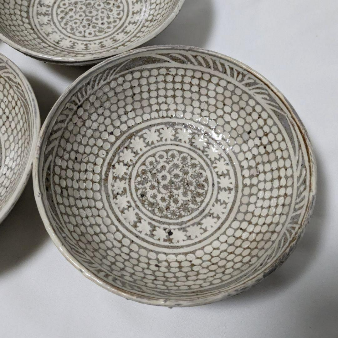 骨董 陶器 中鉢 5個セット 箱有り 花柄 銘々皿