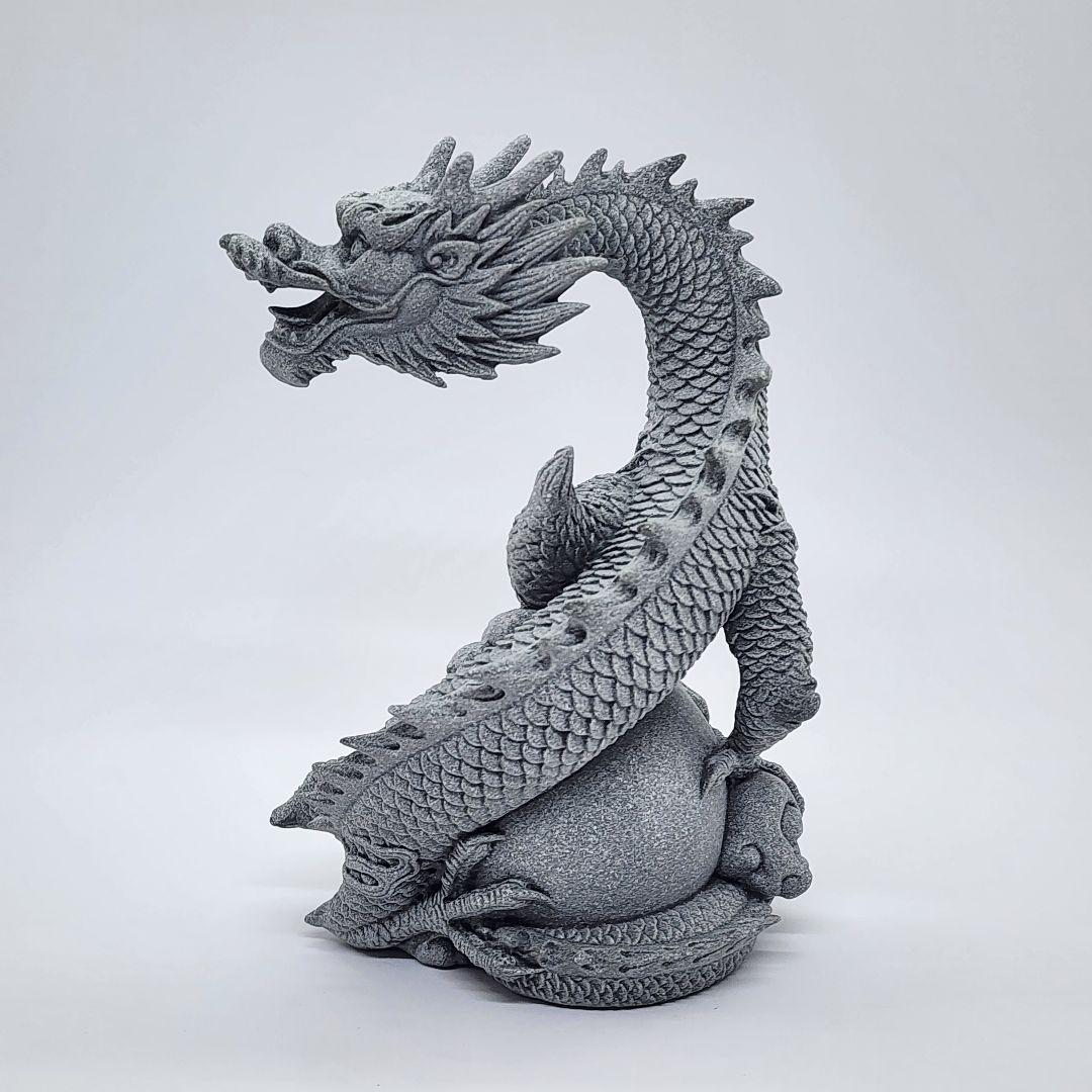 青砥石製 3本爪龍神様 守護の玉を抱く置物 風水アイテム 幸運招来