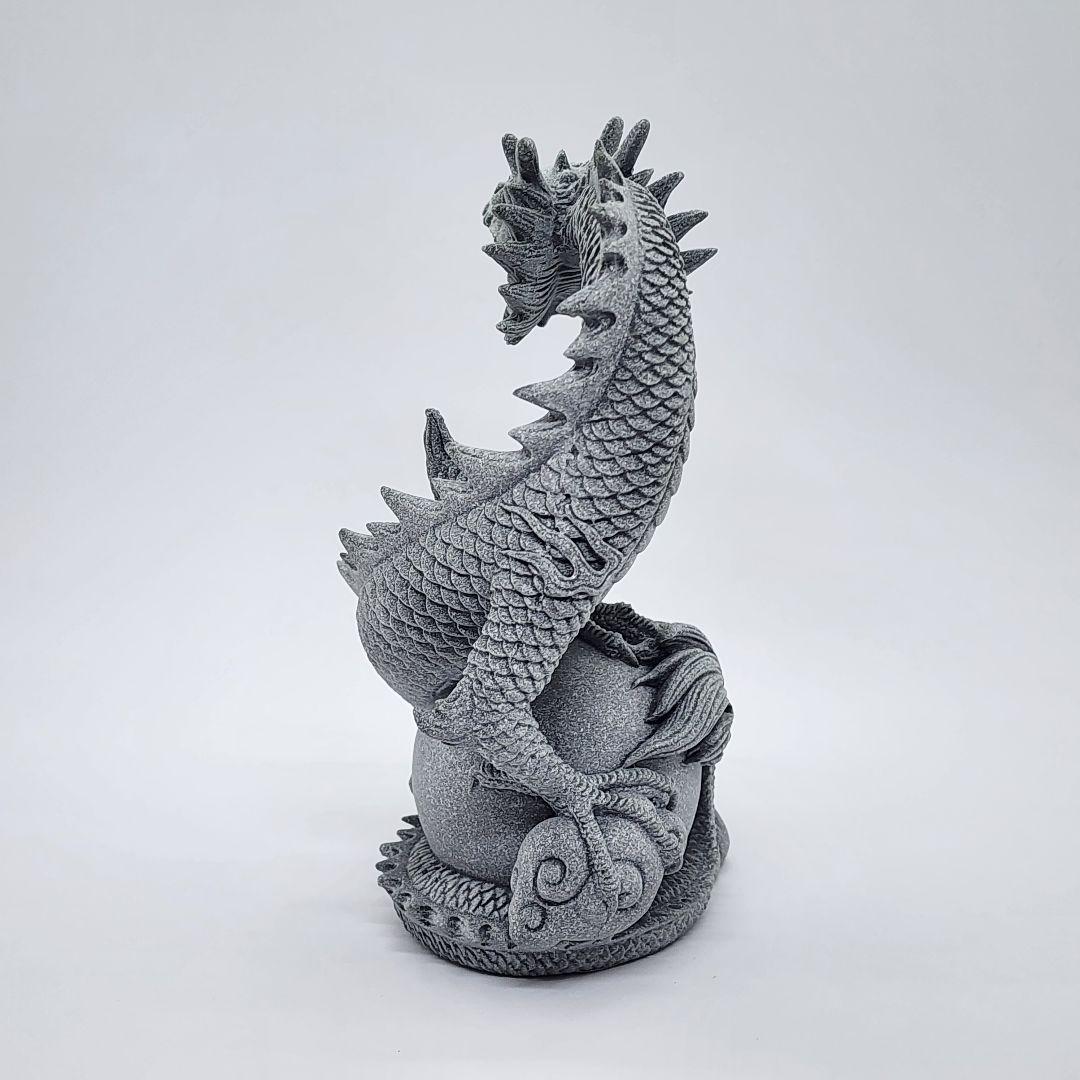 青砥石製 3本爪龍神様 守護の玉を抱く置物 風水アイテム 幸運招来
