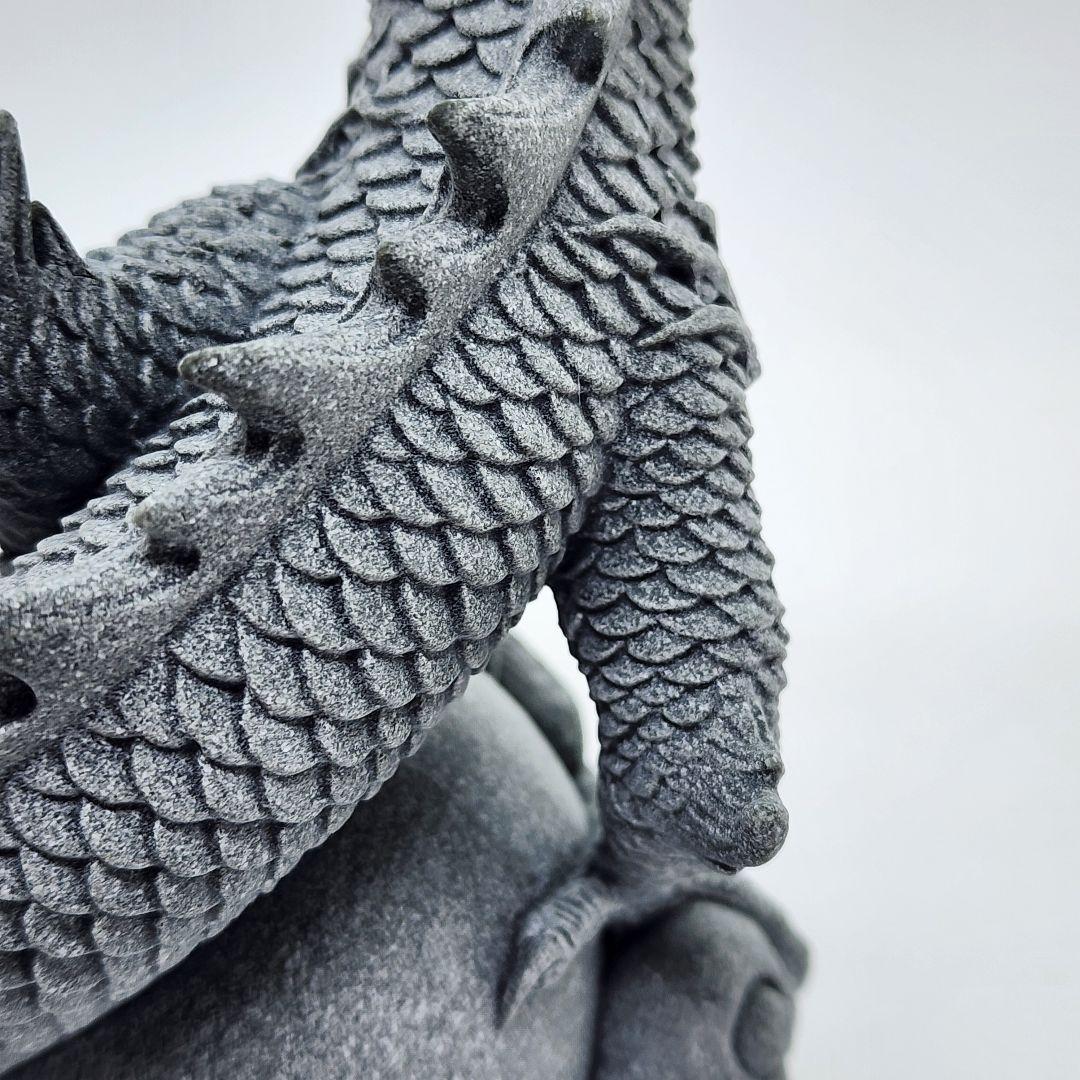 青砥石製 3本爪龍神様 守護の玉を抱く置物 風水アイテム 幸運招来