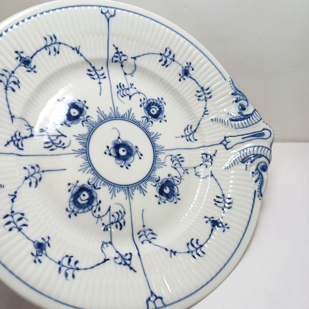 Y3223-1 ロイヤルコペンハーゲン ブルーフルーテッド 大皿 耳付　QQQ