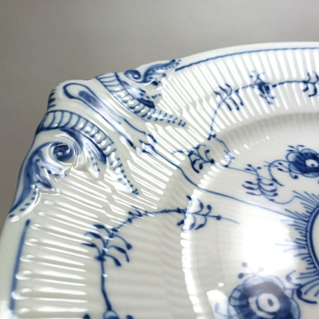 Y3223-1 ロイヤルコペンハーゲン ブルーフルーテッド 大皿 耳付　QQQ