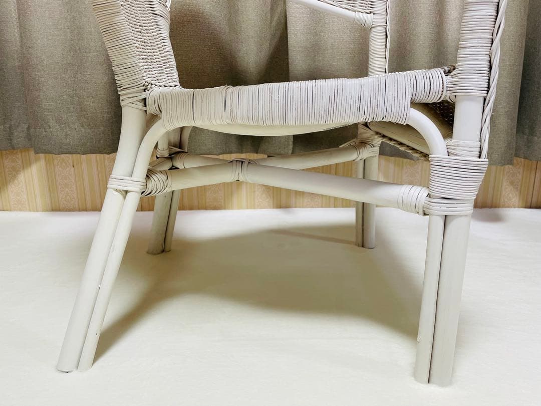 送料込み/タグ付き/新品未使用/ラタン/ホワイト/アームチェア