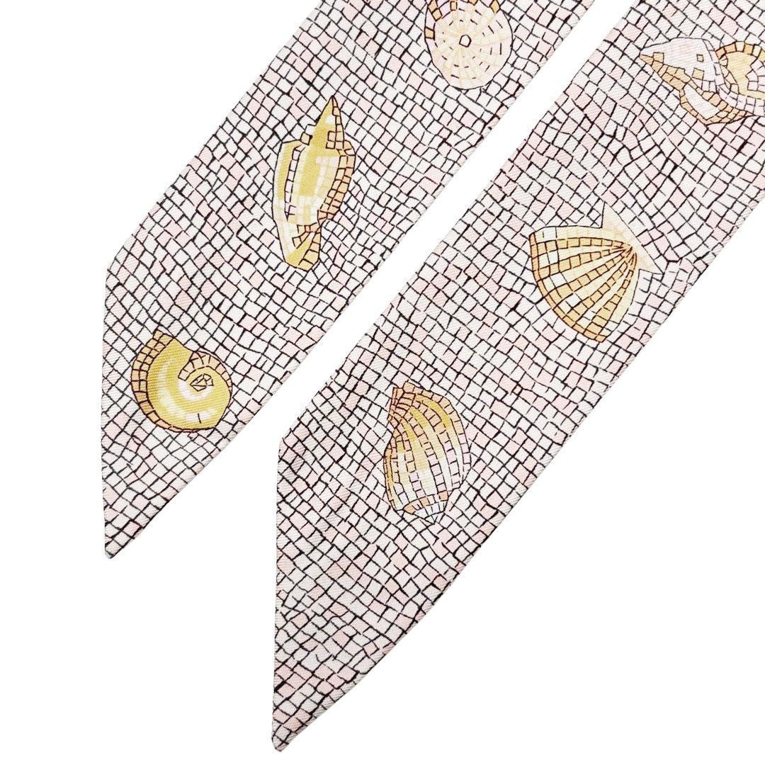 【入手困難】エルメス スカーフ ツイリー モザイク 貝殻柄 シルク 1Q22