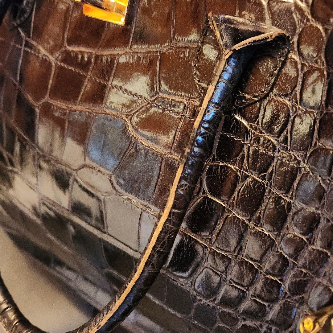 美品　キタムラ2　ボストンバッグ　マットクロコ　南京錠 クロシェット ブラック