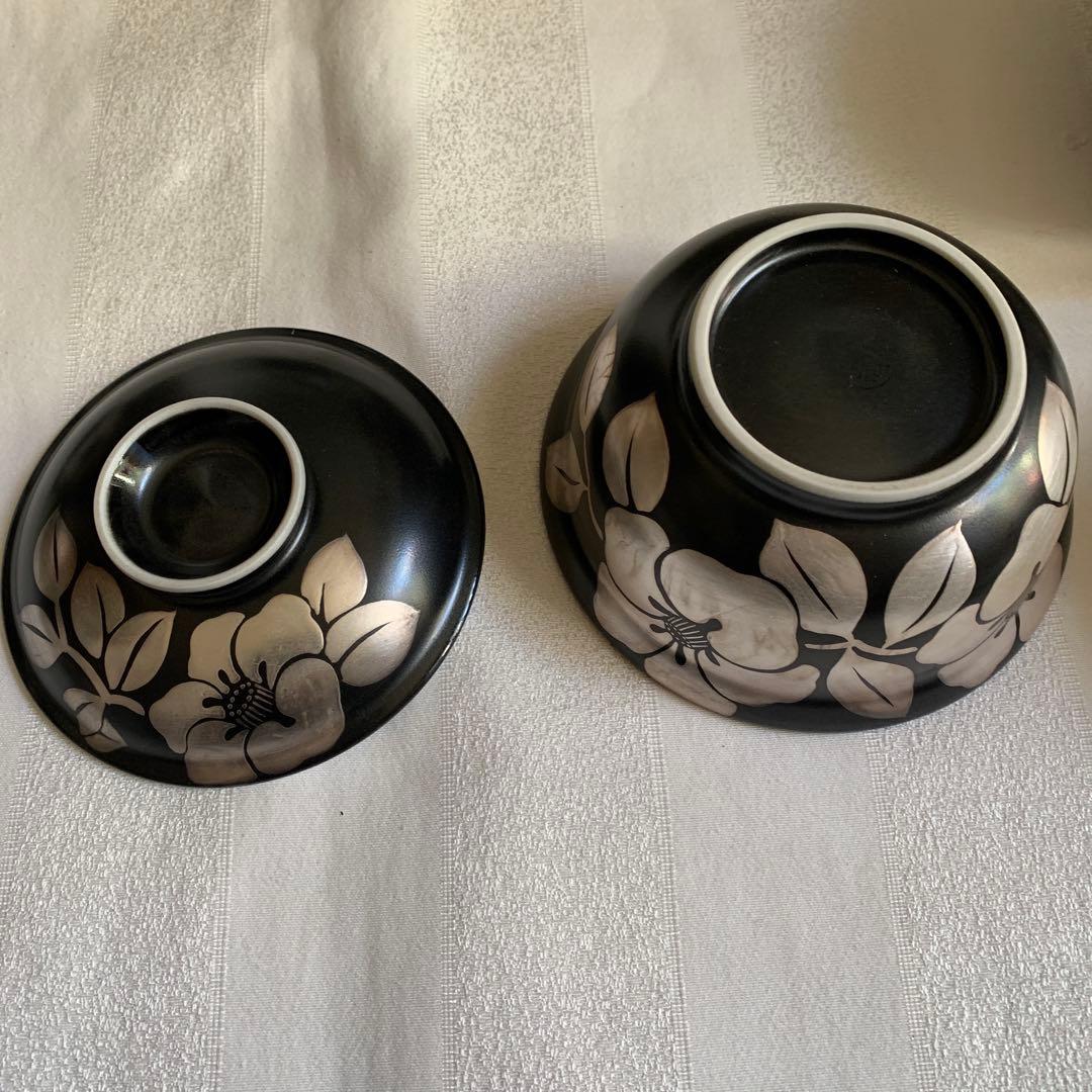 清水焼　蓋付き煮物茶碗　紙箱入り