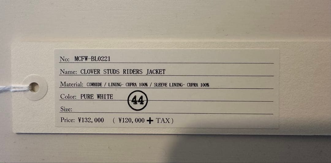 こんMASU 21aw CLOVER STUDS RIDERS タグ付き
