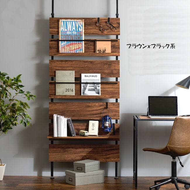 壁面収納 突っ張り式ラック幅80cm パーテーション ウォールシェルフ（122）