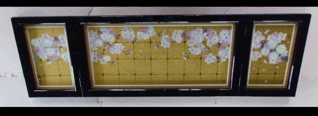 親王飾り用　押花屏風（生花押花・金箔）