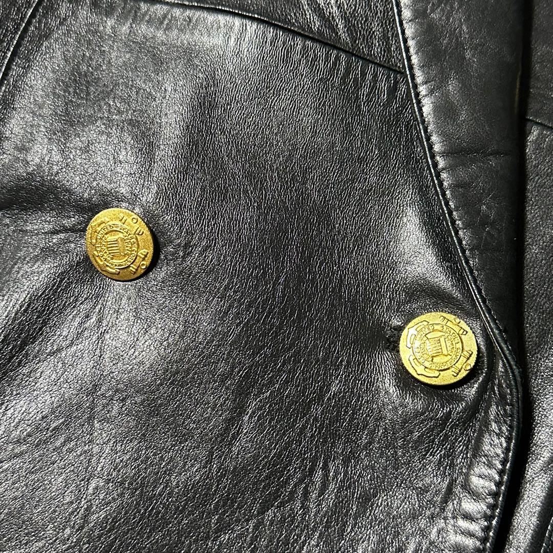 90s 美品 INGEBORG 羊革 レザー ダブル 金ボタンジャケット