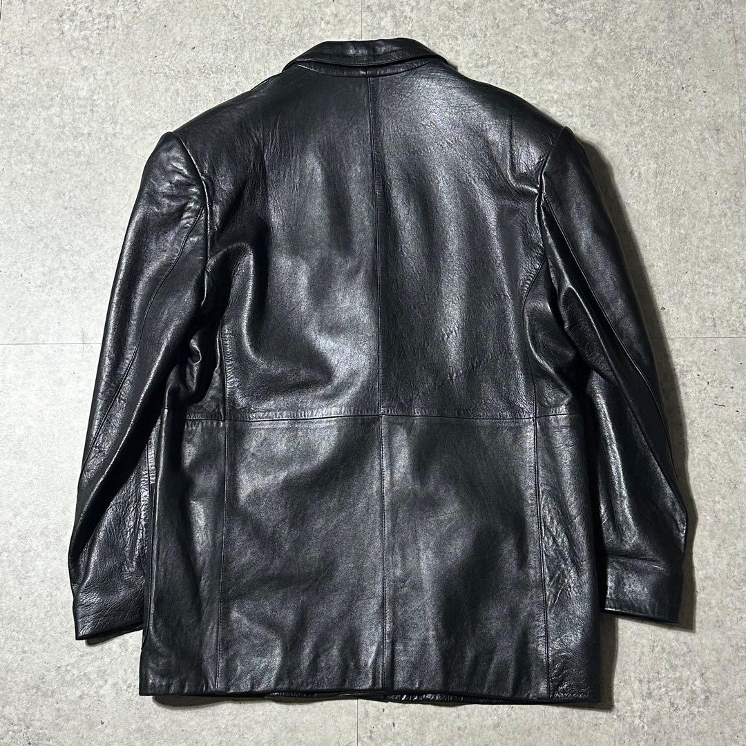 90s 美品 INGEBORG 羊革 レザー ダブル 金ボタンジャケット