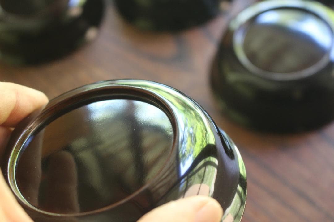 ばら売り可！時代金縁黒漆に優美な草花蒔絵の映える小皿7点（検輪島塗蒔絵皿菓子皿