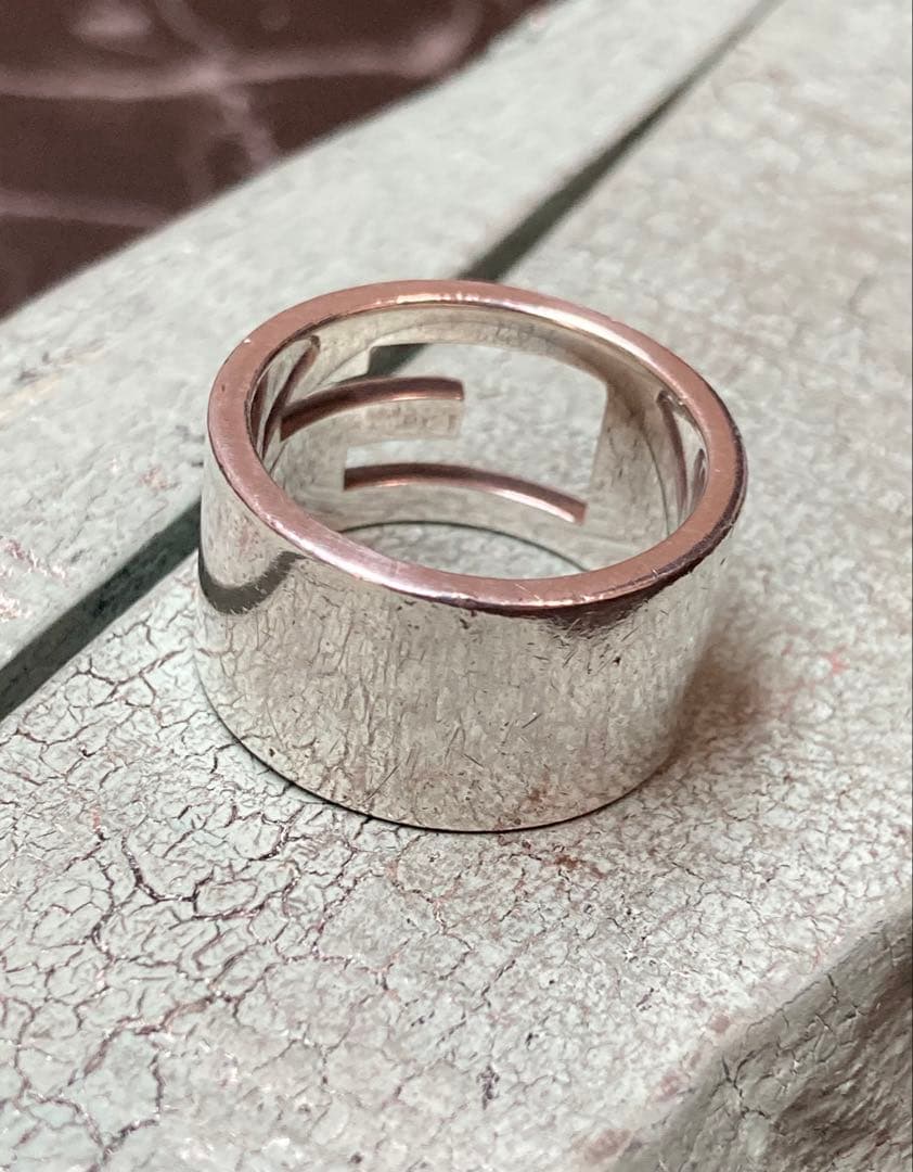 [1-F] GUCCI / Silver925 / 16号 Gロゴ リング