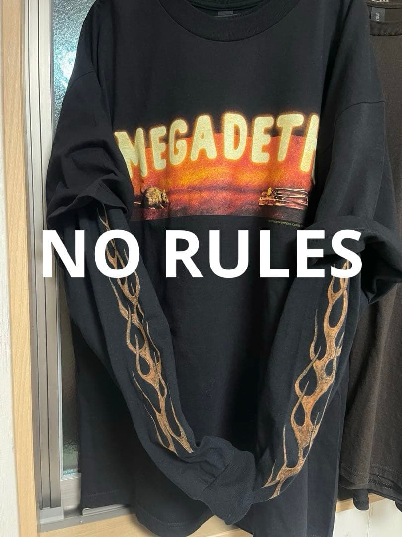 NO RULES オリジナル　インナー用ロンt 黒　ギルダンL 袖フレイム