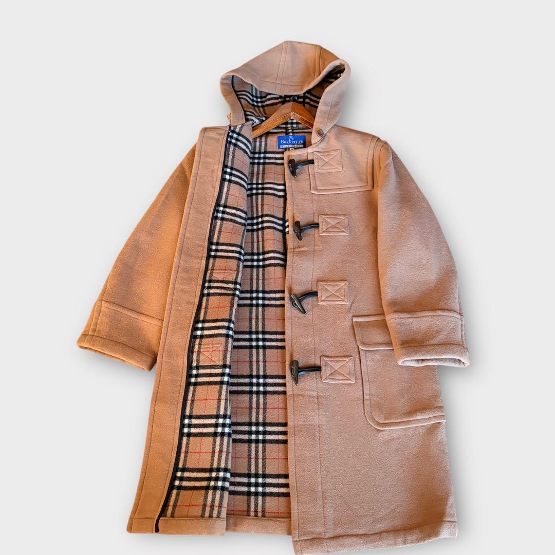 バーバリーブルーレーベル ノバチェック ダッフルコート キャメル 38 M