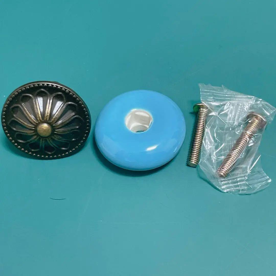1点のみ❗️ヴィンテージセラミックノブハンドル　キャビネットノブ　ブルー