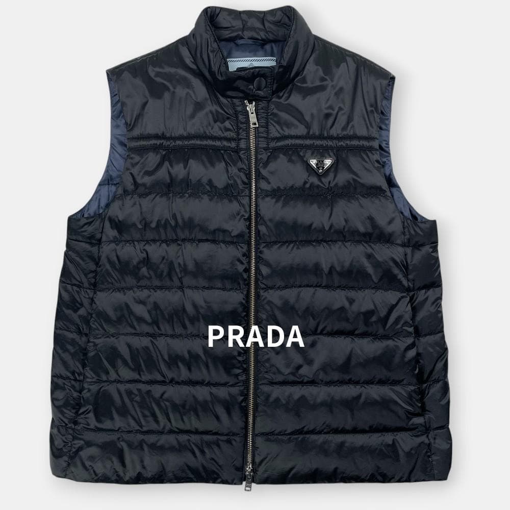 PRADA プラダ トライアングルプレート 三角ロゴ ダウンベスト 黒 44