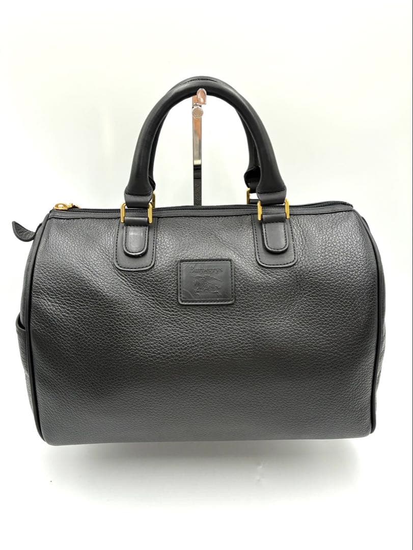 Burberrys バーバリー レザー ボストン ノバチェック柄 ブラック