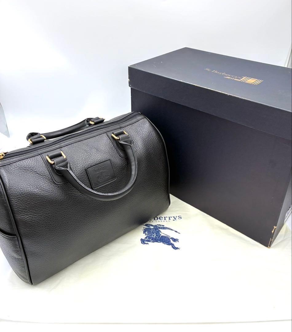 Burberrys バーバリー レザー ボストン ノバチェック柄 ブラック