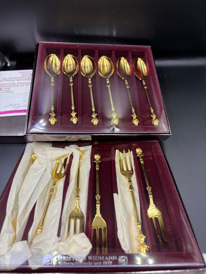 クリストフウィドマン銀器 フォーク&スプーン6本セット カトラリー 24金メッキ