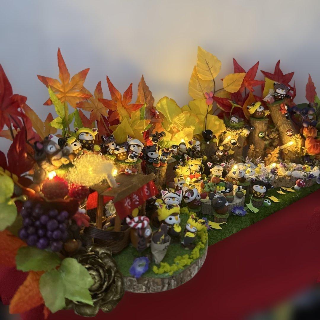 どんぐりアート♡猫帽子　紅葉狩りBIGオブジェ♡