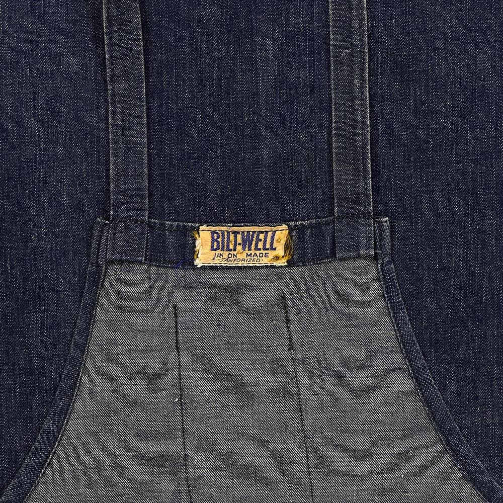 40s BILT WELL 濃紺 デニム エプロン 針刺し バックルバック 大戦