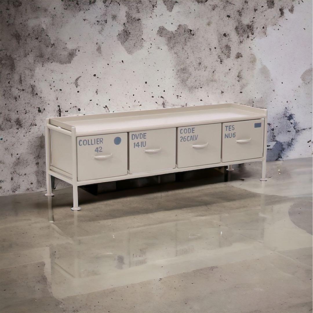 横型 アイアンチェスト 4杯 - ベージュ