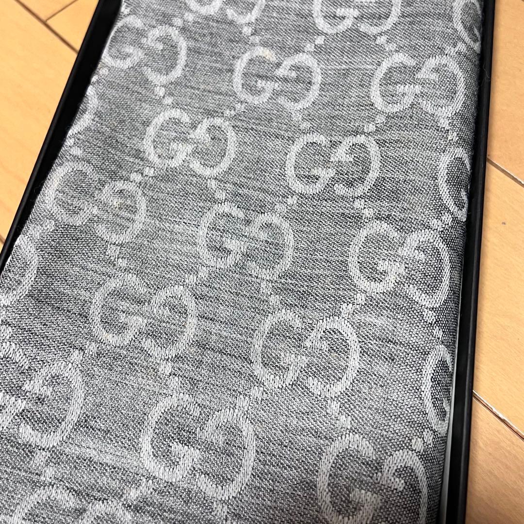 【訳あり未使用品】GUCCI グッチ GG柄 ウール×シルク ストール グレー