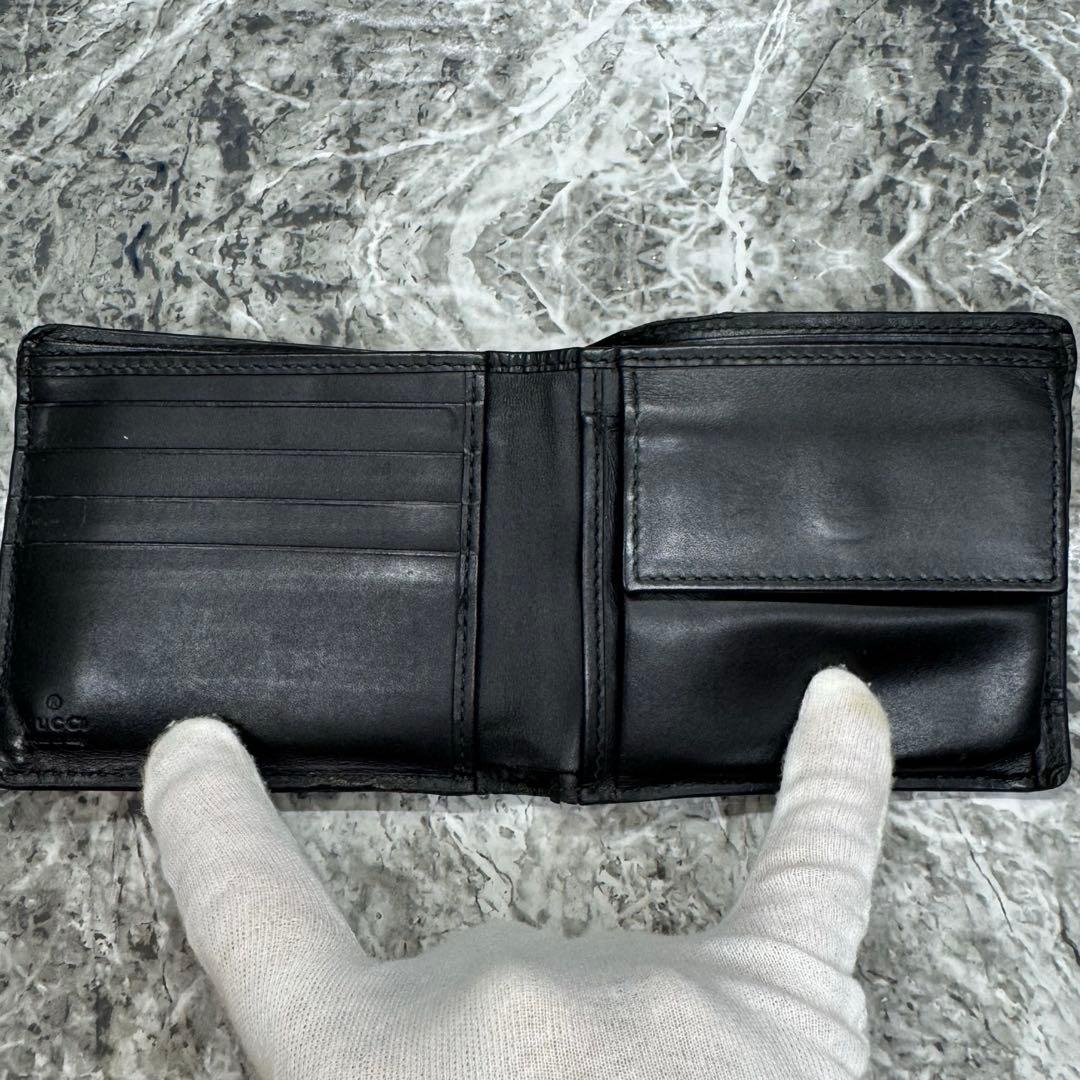 美品✨ グッチ スネーク 折り財布 GG PVC レザー ウォレット ブラック