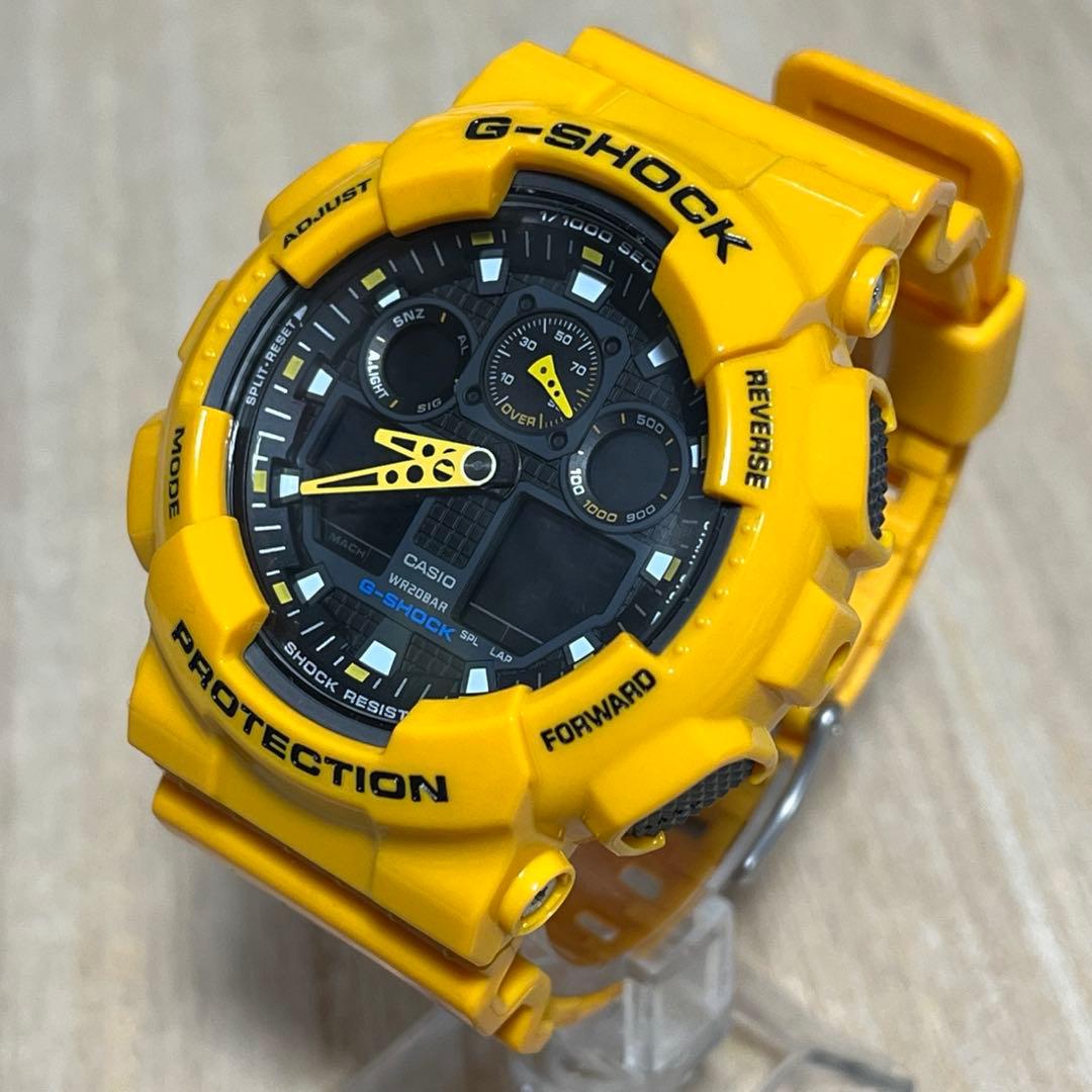 【人気モデル！売れ筋イエロー★完動美品】G-SHOCK GA-100A アナデジ